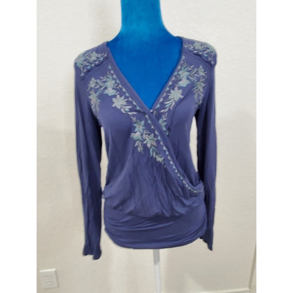 Knox Rose Embroidered Longsleeve Shirt Blouse Top Size XS